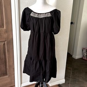 A.N.A. ANA Womens Black Cotton Rainbow Dress Tiered Festival Coast Beach Medium